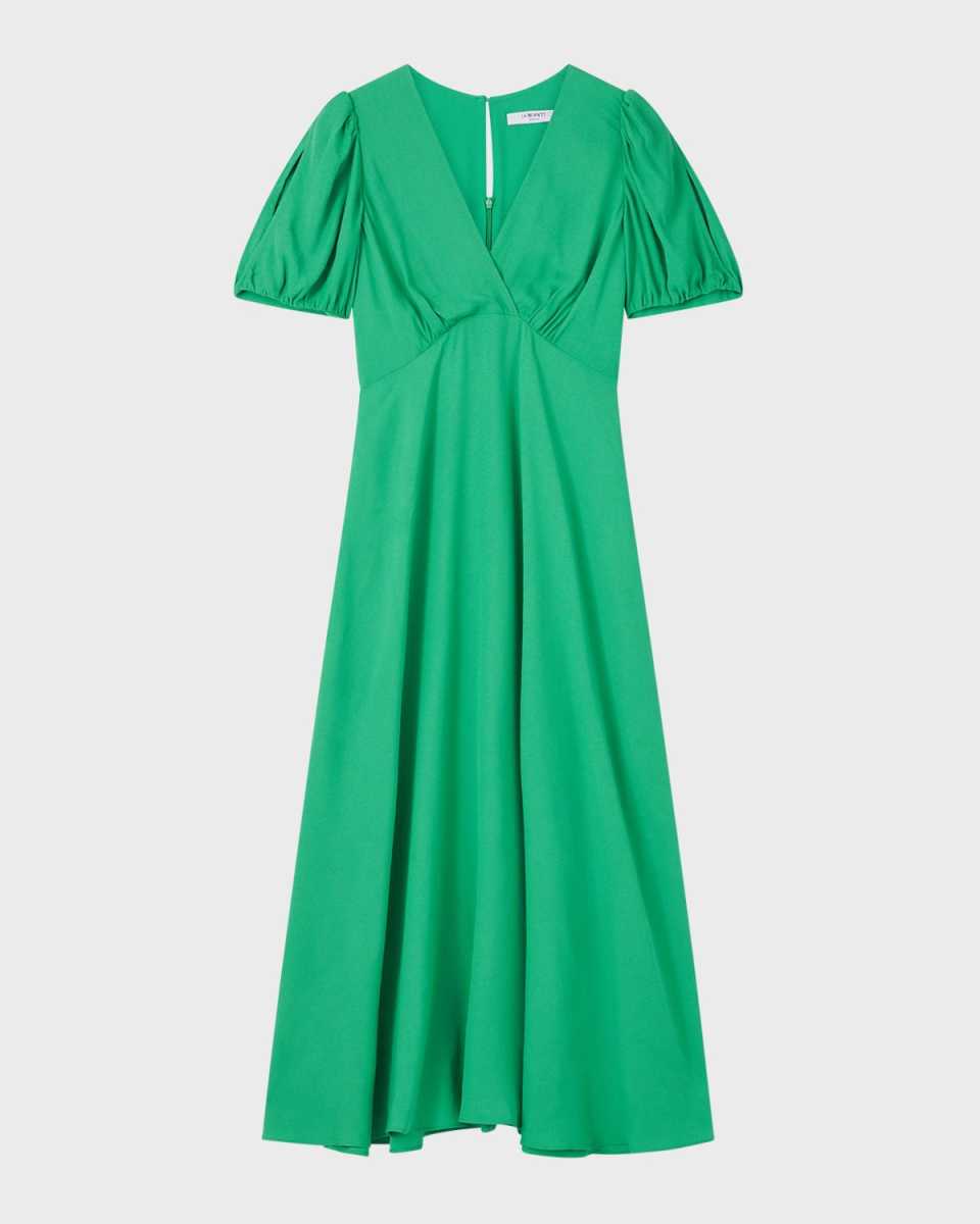 Hermia Split-Sleeve Empire Midi Dress