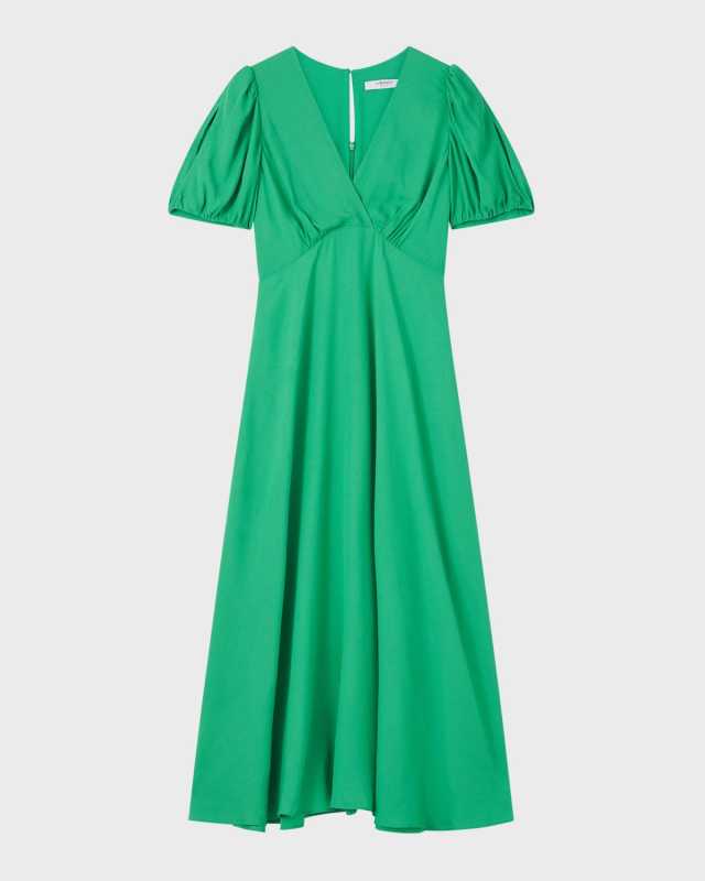 Hermia Split-Sleeve Empire Midi Dress