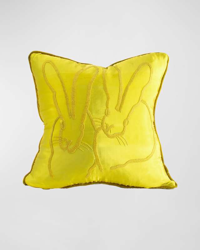 Embroidered Silk & Velvet Bunny Pillow,