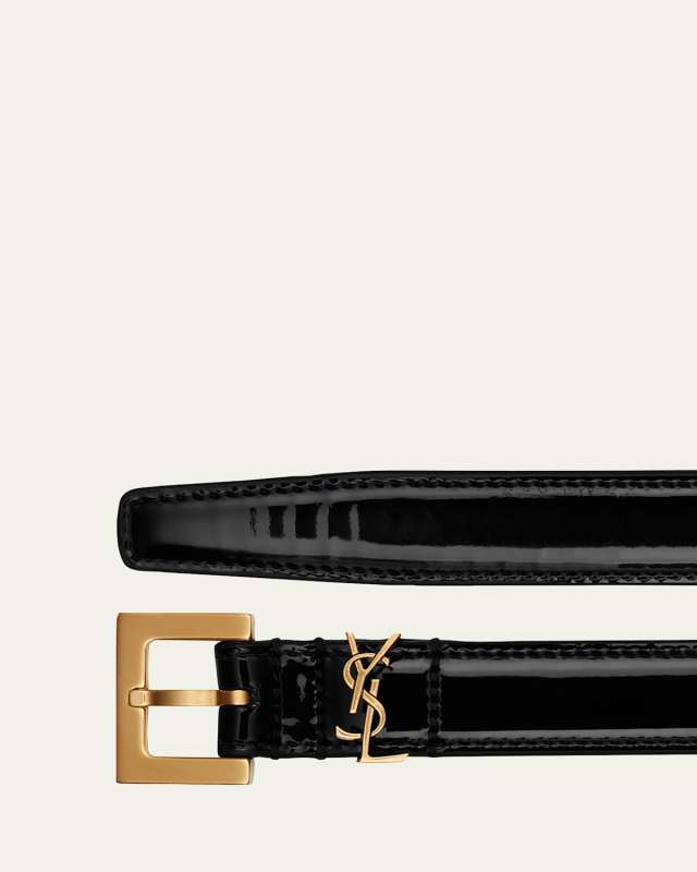 YSL Monogram Patent Leather Belt