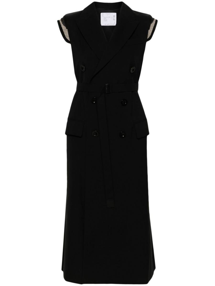 pleat-detail double-breasted gilet