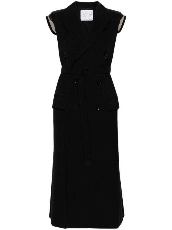 pleat-detail double-breasted gilet