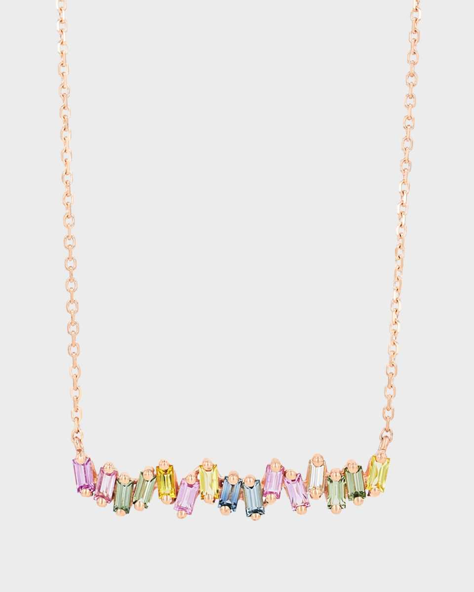 Pastel Sapphire Bar Pendant Necklace