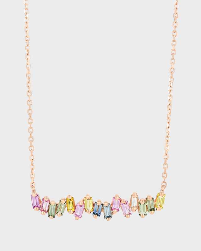 Pastel Sapphire Bar Pendant Necklace