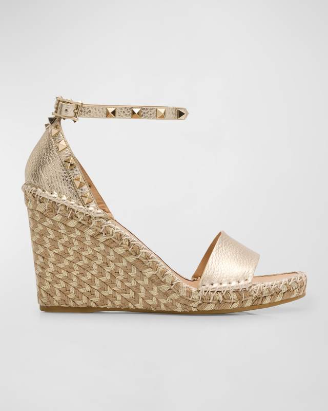 Rockstud Metallic Wedge Espadrille Sandals