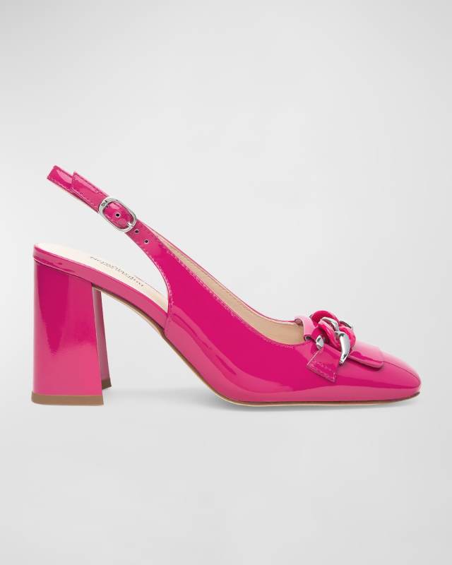 Patent Chain Slingback Pumps