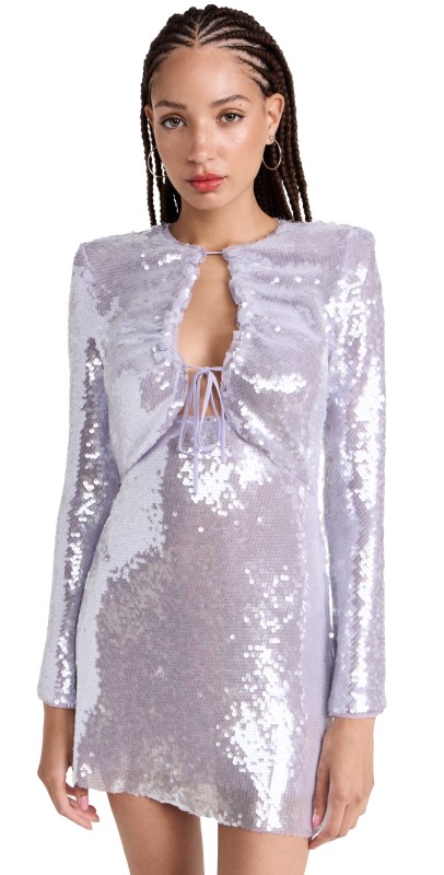 Self Portrait Lilac Sequin Mini Dress Purple