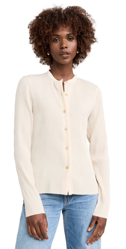 rag & bone Belle Ruched Shirt Ivory