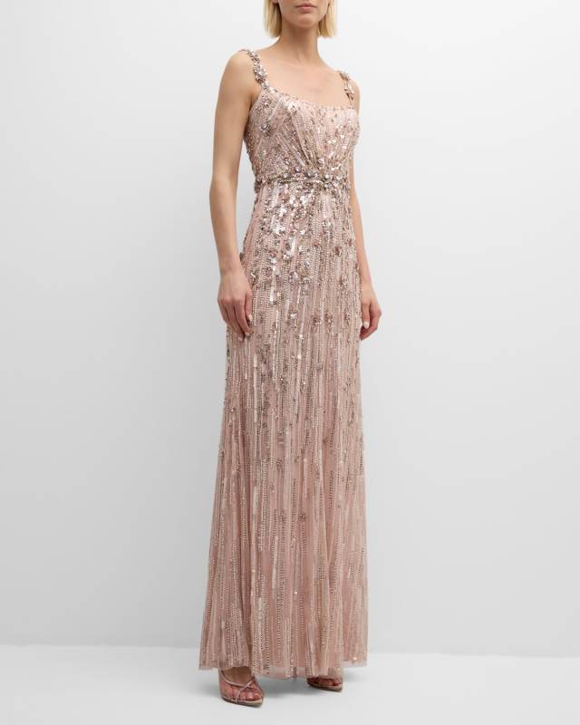Bright Gem Embellished Sleeveless A-Line Gown