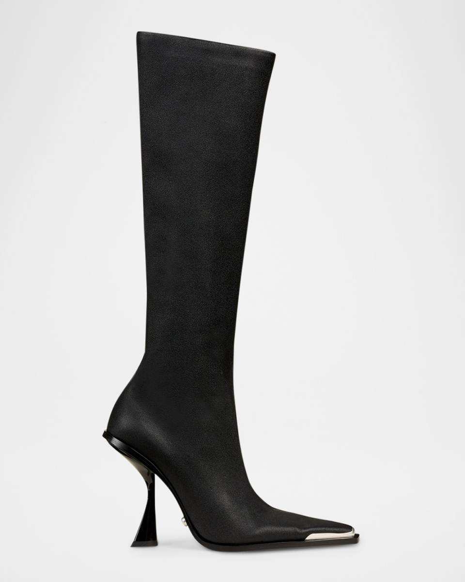 Dante Pointed Leather Knee Boots