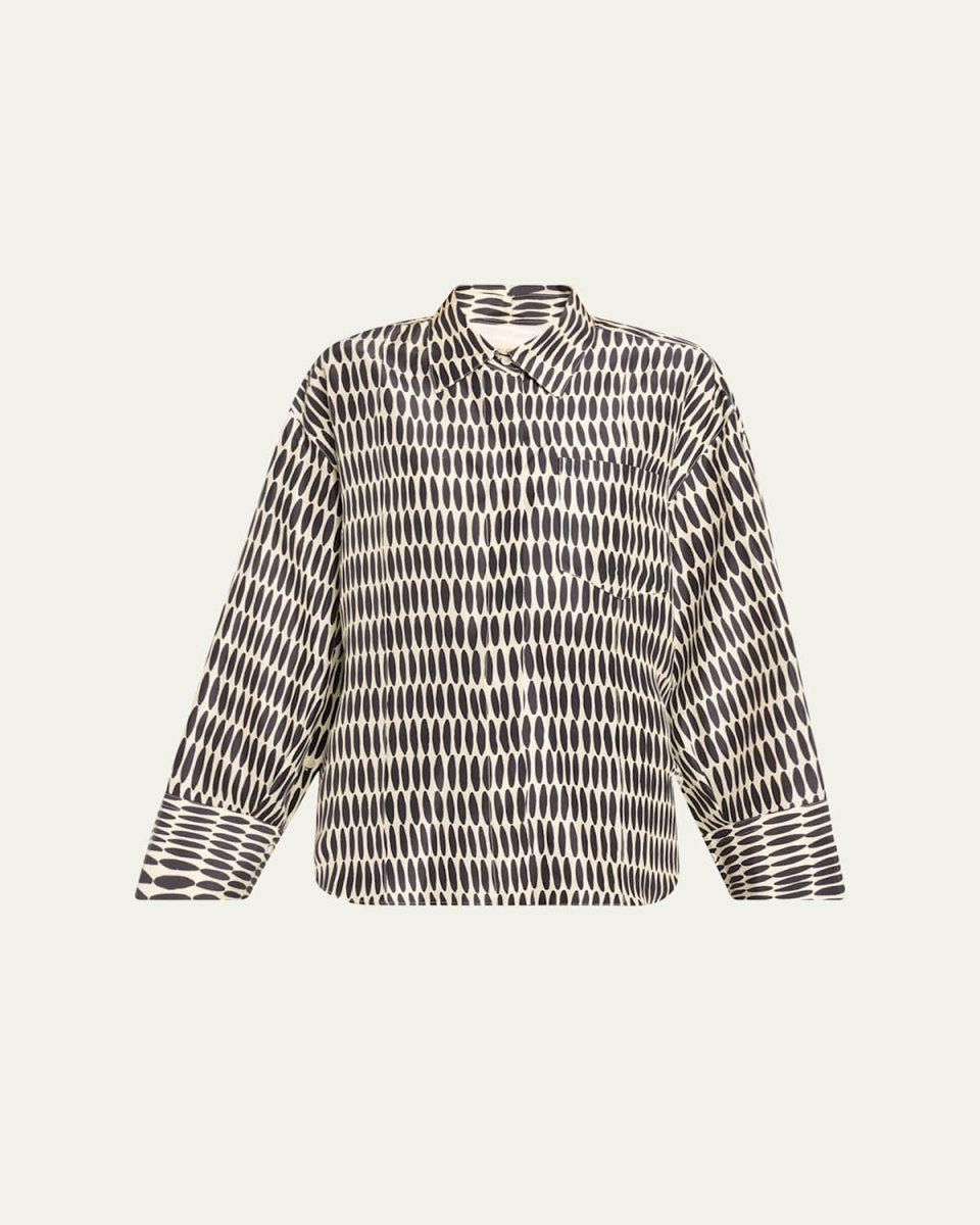 Angelico Jimenez Printed Oversized Button Down Silk Shirt