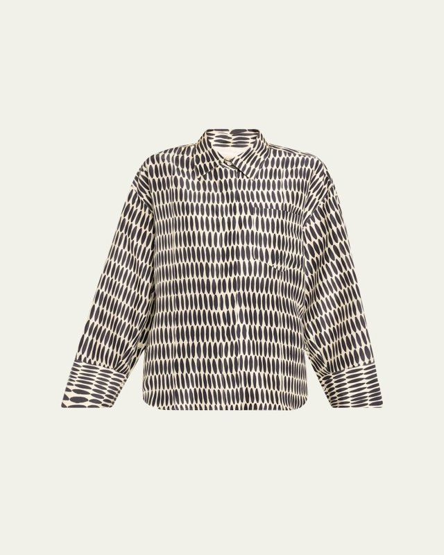 Angelico Jimenez Printed Oversized Button Down Silk Shirt