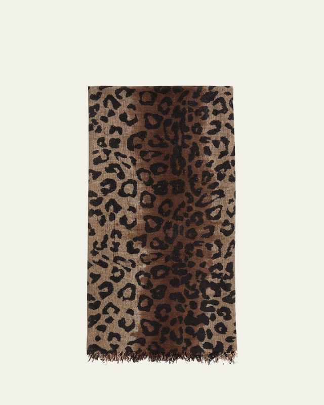 Kaell Cheetah-Print Cashmere Blend Scarf