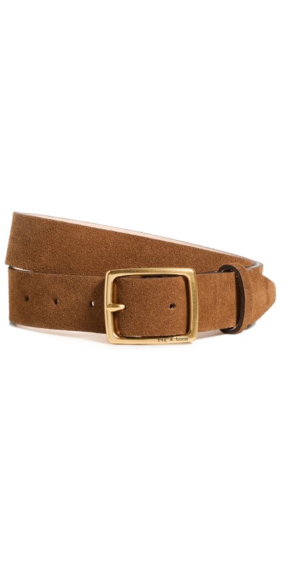 rag & bone Boyfriend Belt Brown Wood Suede