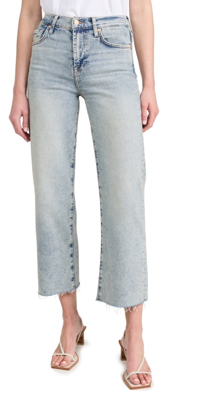 7 For All Mankind Cropped Alexa Raw Cut Hem Jeans Desert Skycuthm