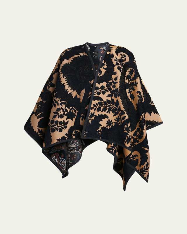 Reversible Floral Jacquard Cape