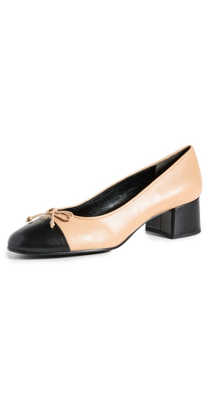 Tory Burch Bow Ballet Pumps 45mm Ginger Shortbread/Black