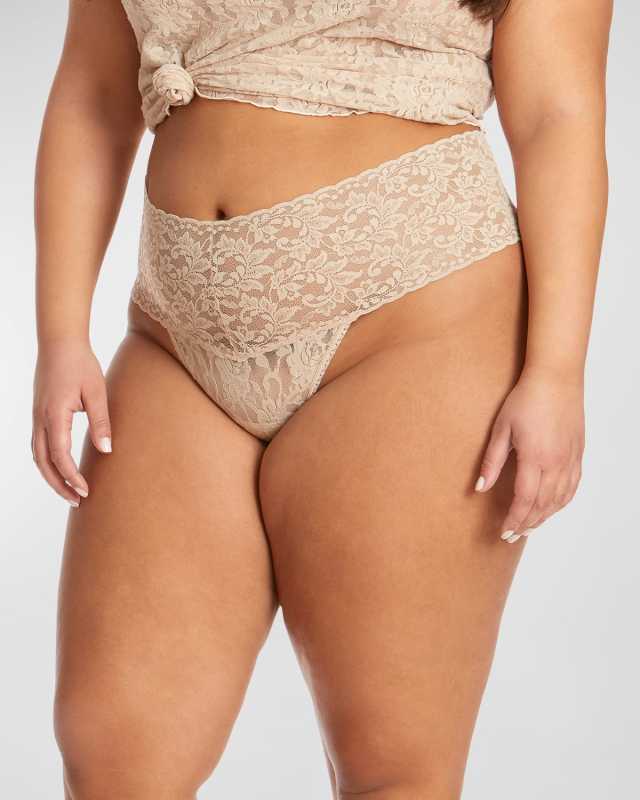 Plus Size Floral Lace Thong