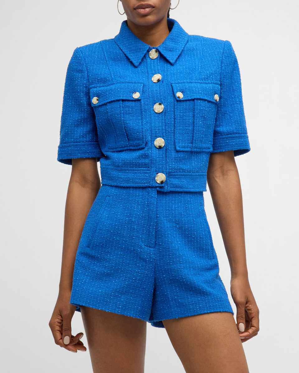 Rosalina Short-Sleeve Tweed Jacket