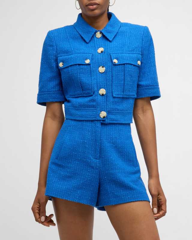 Rosalina Short-Sleeve Tweed Jacket