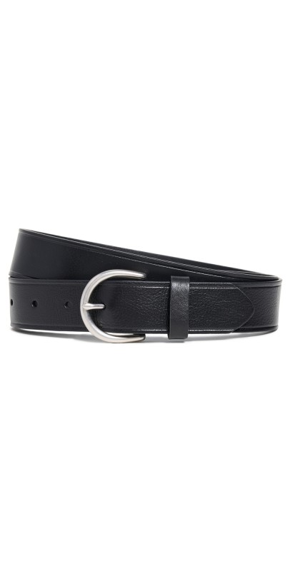 Madewell Medium Perfect Leather Belt Black and Silver