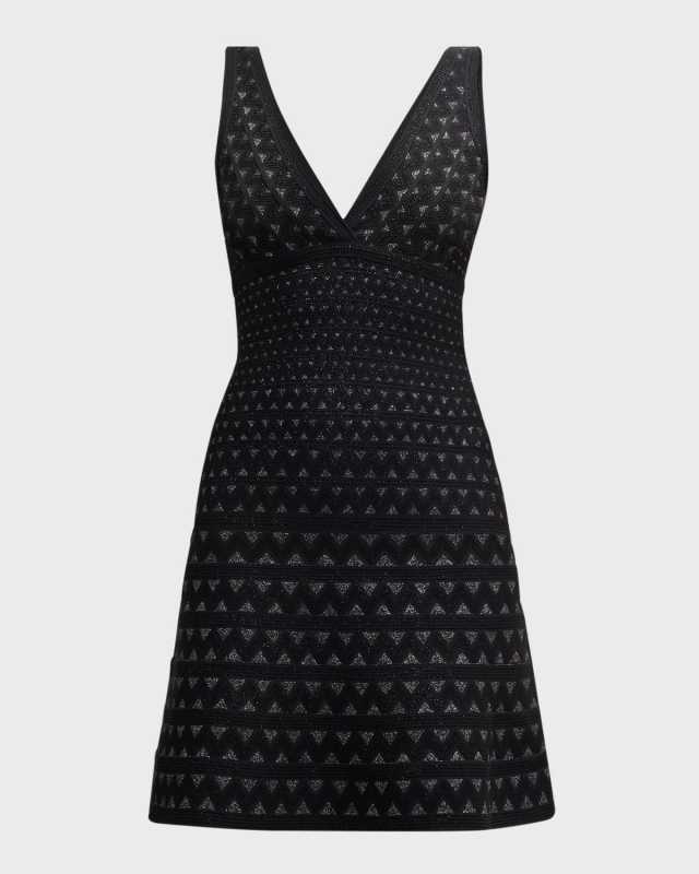 Zigzag Metallic Jacquard Knit Mini Dress