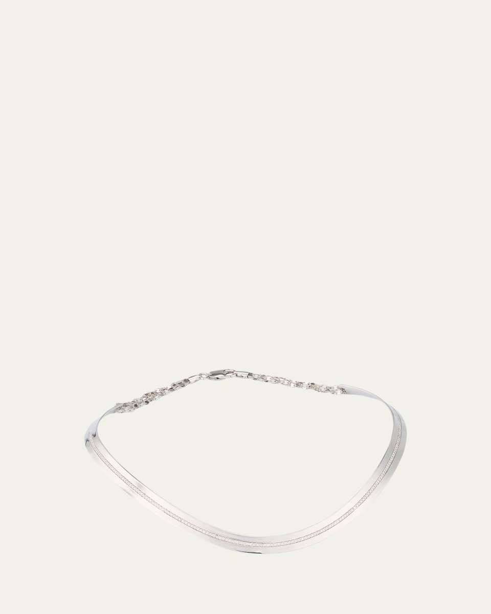 14K White Gold Flawless Vanity Single-Row Diamond Choker Necklace