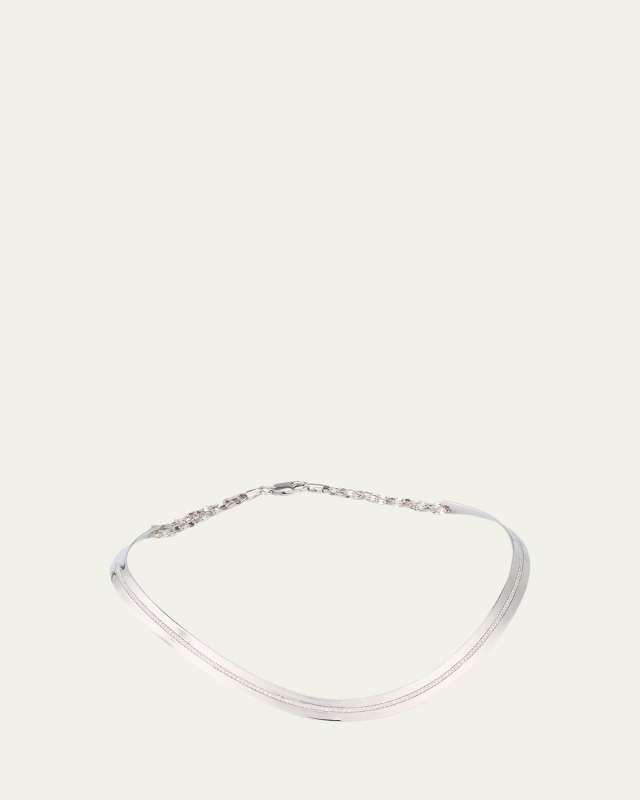 14K White Gold Flawless Vanity Single-Row Diamond Choker Necklace