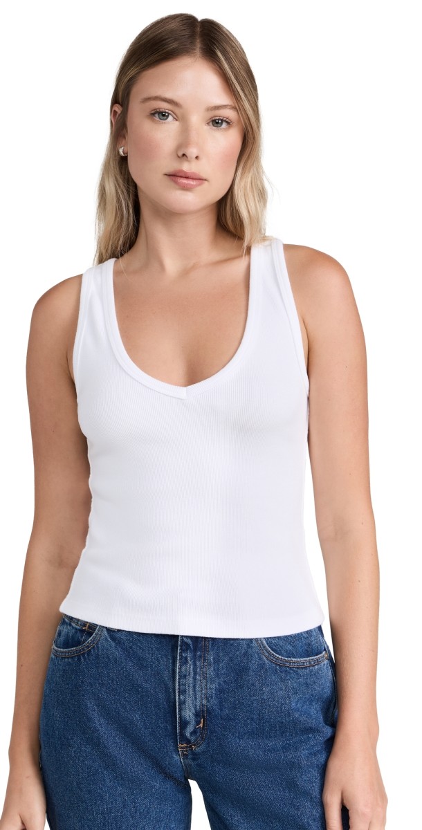 perfectwhitetee V Neck Blondie Tank White