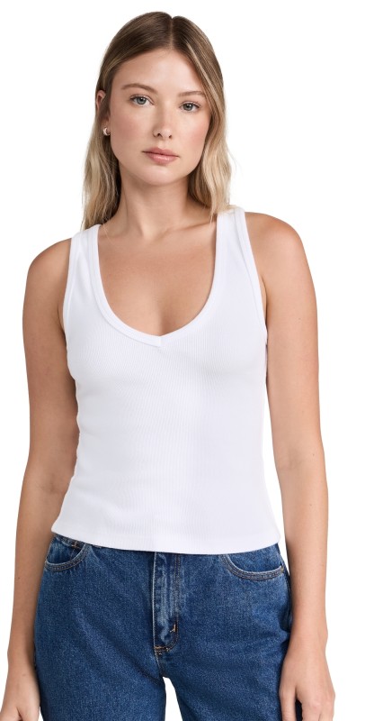 perfectwhitetee V Neck Blondie Tank White