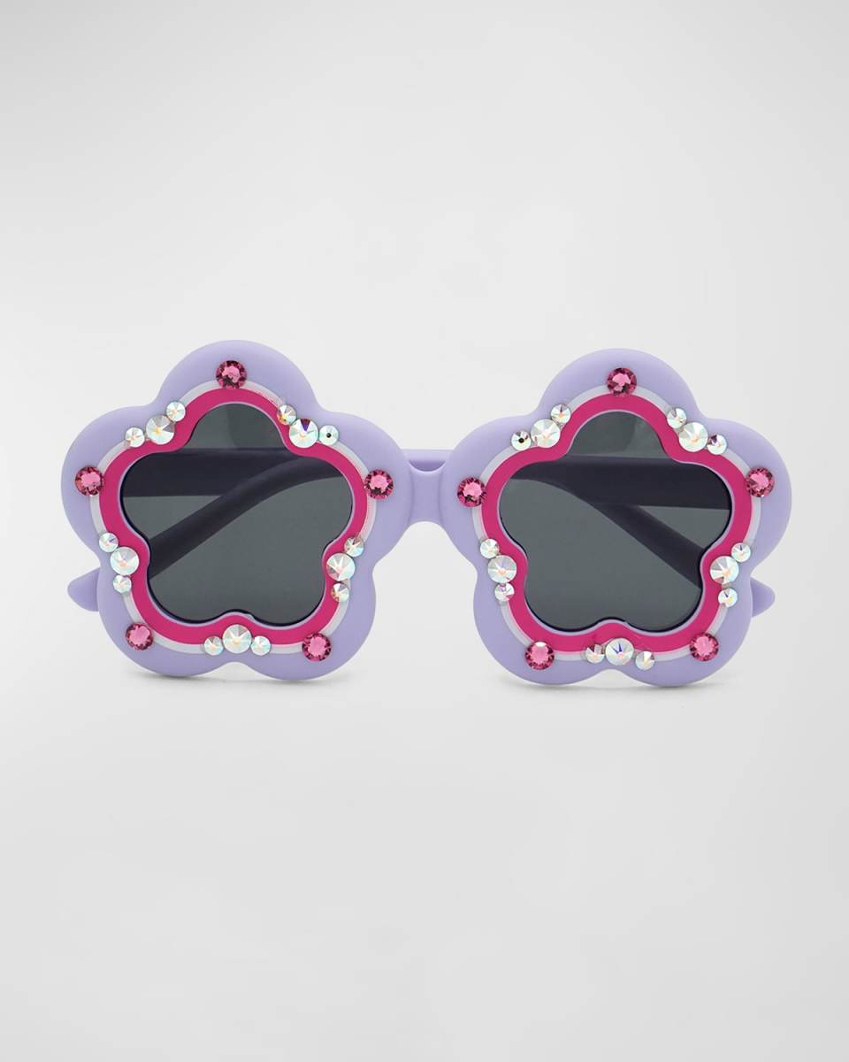 Girl's Flower Shaped Sunglasses W/ Rhinestones