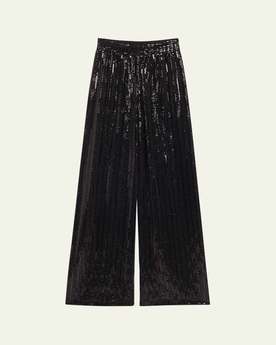 Elba Sequined Straight-Leg Pants