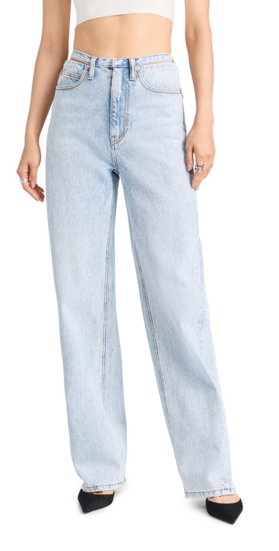 Alexander Wang Balloon Jeans with Skinny Button Back Waistband Bleach