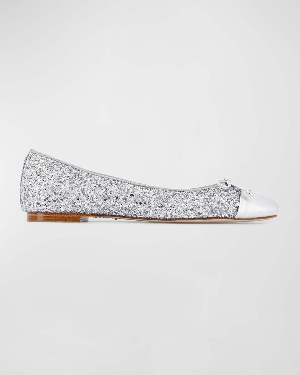 Pirouette Glitter Bow Ballerina Flats