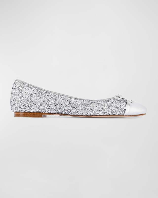 Pirouette Glitter Bow Ballerina Flats