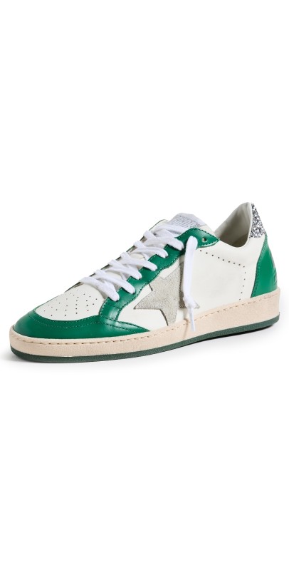 Golden Goose Ball Star Glitter Heel Sneakers White/Ice/Green