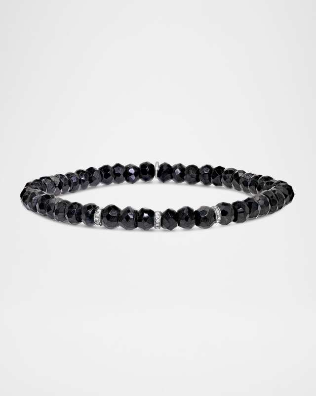 Spinel Beaded Bracelet with Diamond Rondelles