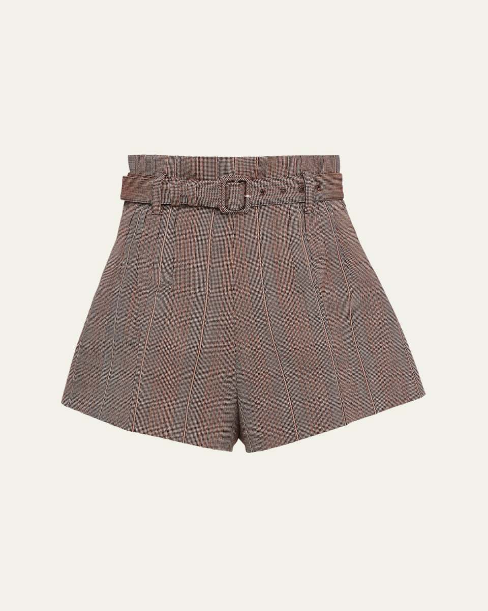 Pinstripe Wool Shorts with Belt