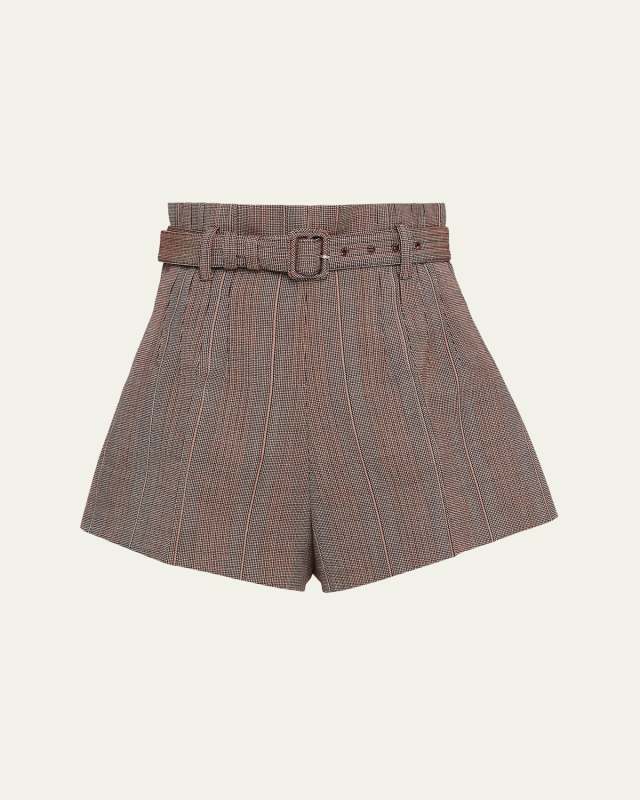 Pinstripe Wool Shorts with Belt