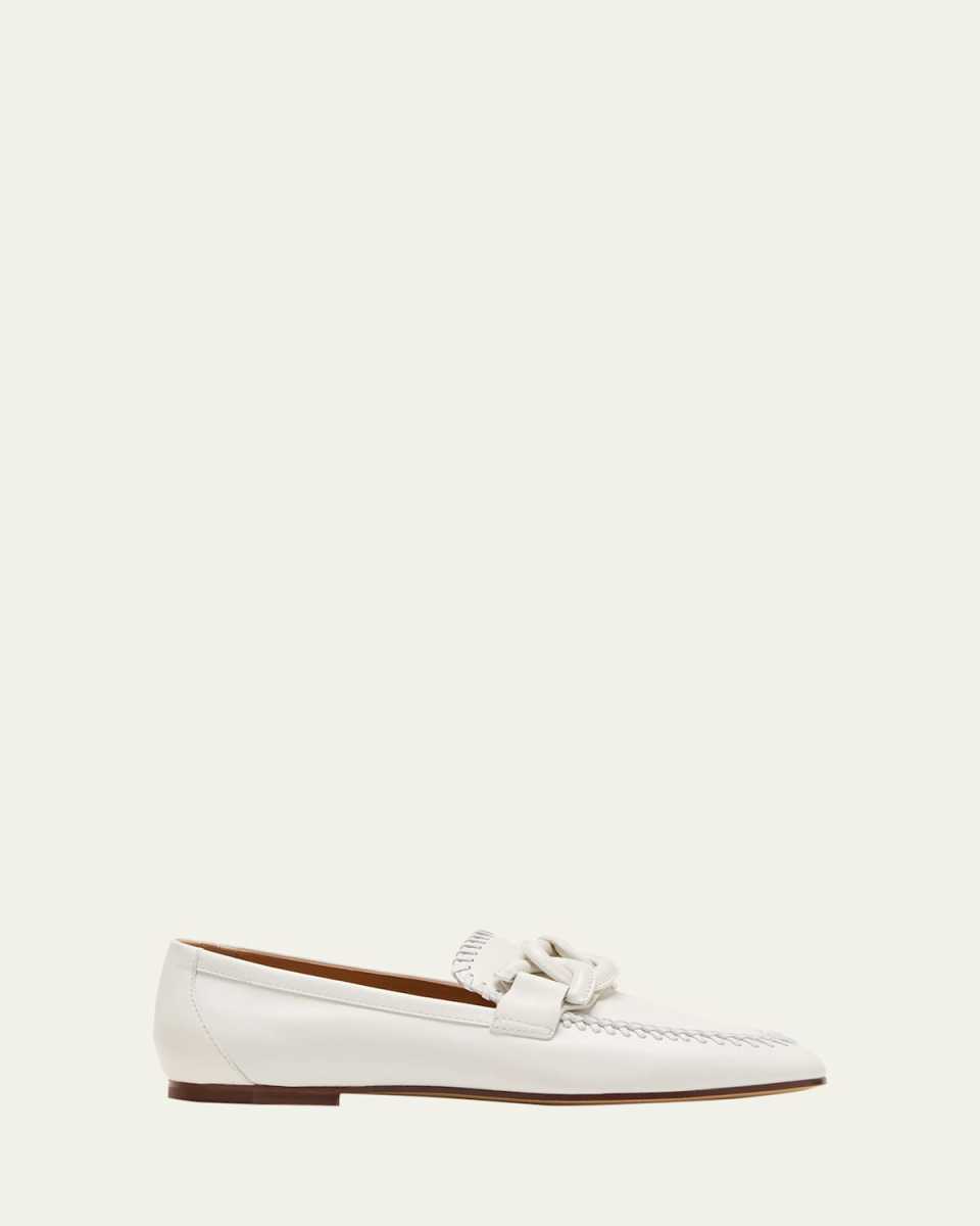Leather Chain Topstitch Loafers