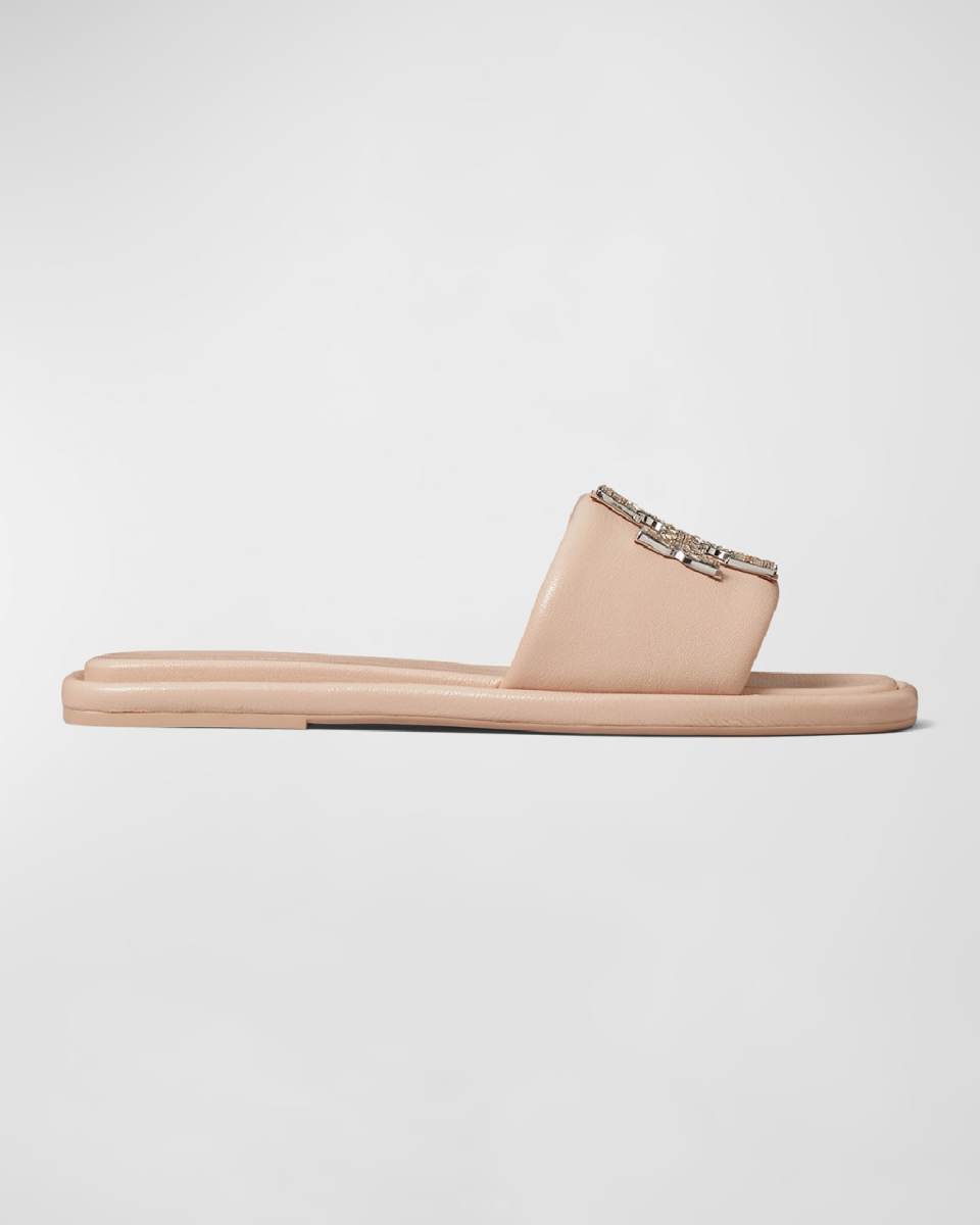 Double T Deco Leather Sport Slide Sandals