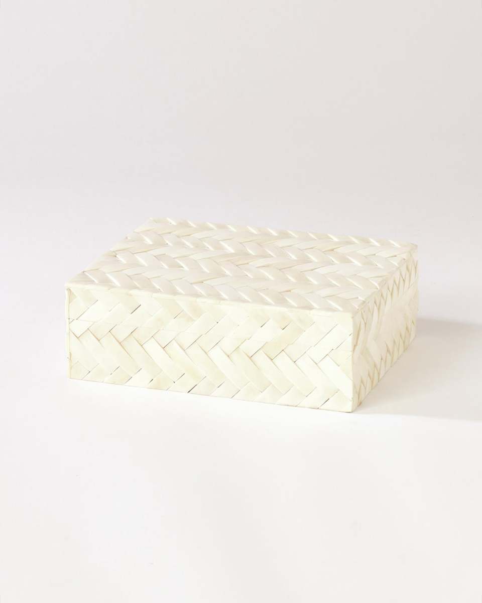 White Bone Braided Box - Small