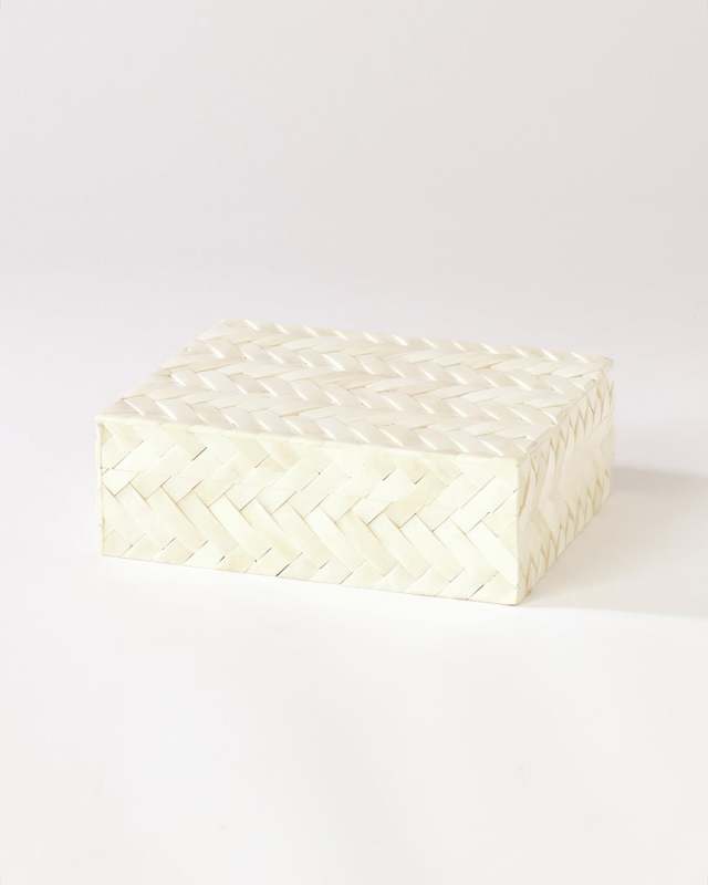 White Bone Braided Box - Small