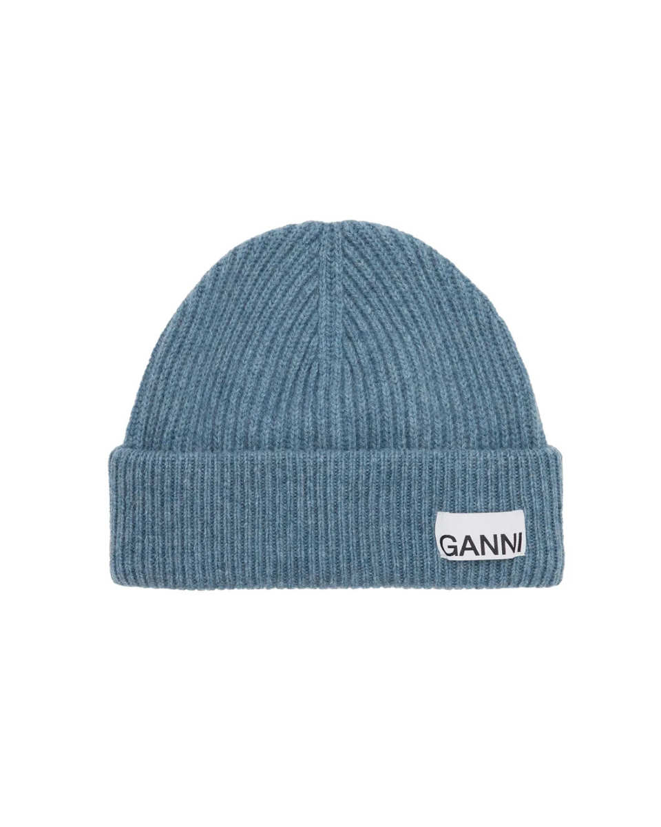Light Structured Rib Knit Beanie Dusty Blu