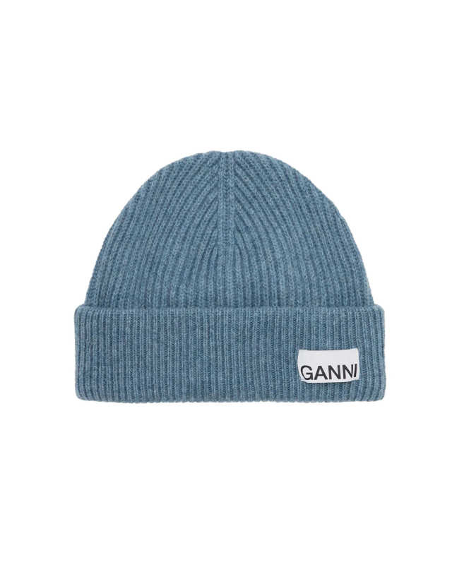 Light Structured Rib Knit Beanie Dusty Blu