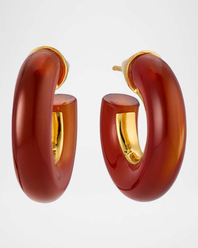 Carnelian Gemstone Chunky Hoop Earrings