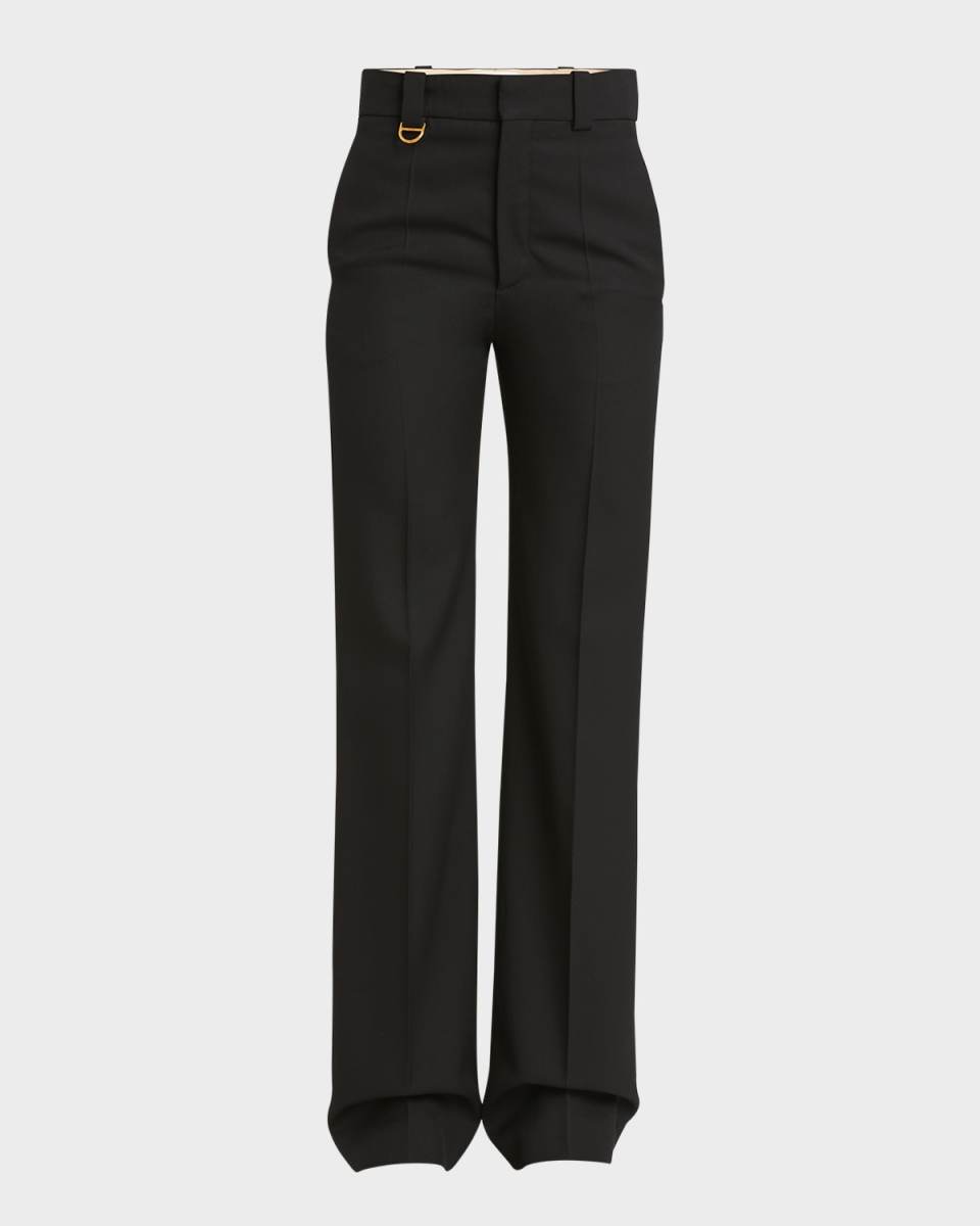 Grain De Poudre Pleated Wool Trousers