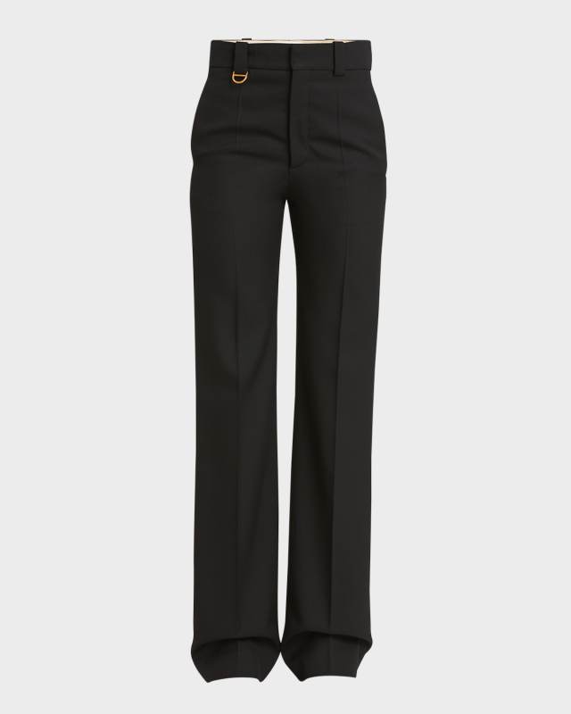 Grain De Poudre Pleated Wool Trousers