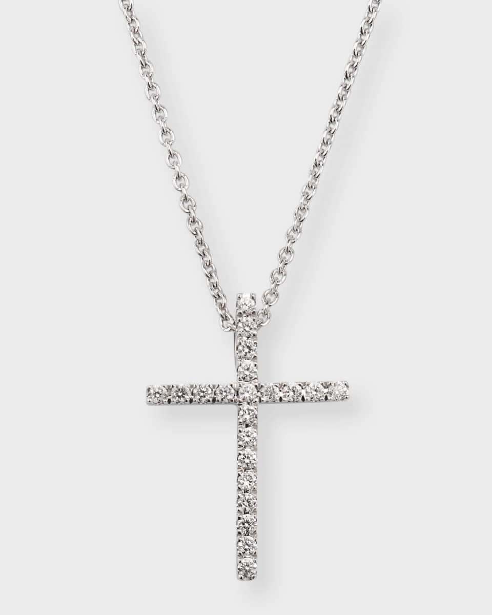 Talisman 18K White Gold Diamond Petite Cross Pendant Necklace