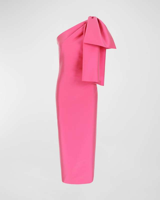 Josselin One-Shoulder Midi Dress with Bow Detail